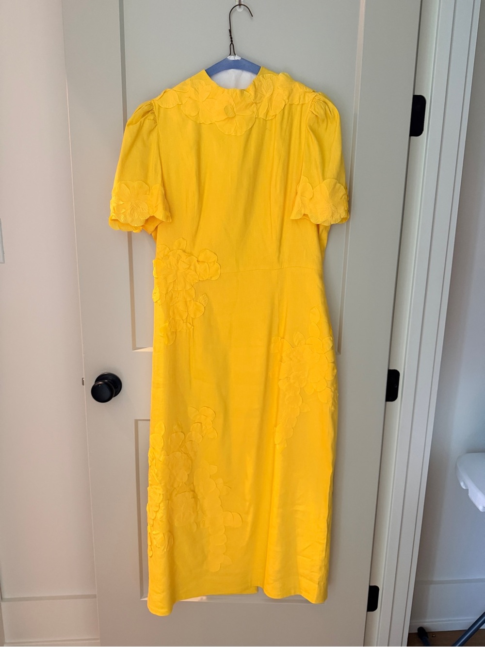 ANTONIO MELANI Yellow Floral Appliqué Midi Dress